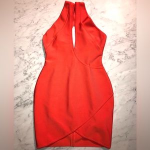 Herve L (Leger) Leroux Orange Cutout Bandage Rayon Dress 42 / US XS NWT $2760